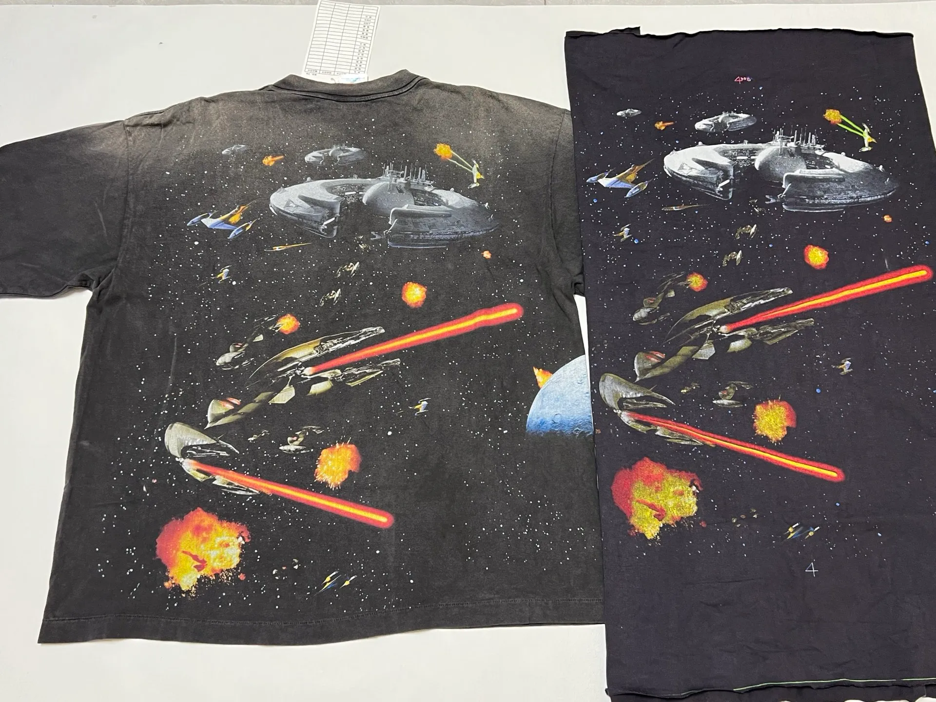 ⚠️The most complex and coolest item of this season, available in stock, available in seconds SAINT Mxxxxxx × STAR WARS SW_SS TEE /STARWARS / BLK Star Wars co-branded model. Fighter printed TEE. Washed black S-XL. Super complex and unconstrained printing design. The T-shirt using the vision of the "N-1 Star Fighter" in Star Wars is the most screen-printed item this season, reaching an astonishing 372 screens. Even the most difficult-to-print parts of the armpits are printed with luxurious printing. In addition, they are also hand-made distressed, splashed with ink, faded with water, and hand-damaged to complete this special and perfect work of art!